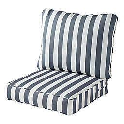 Greendale Home Fashions Canopy Stripe 2-Piece Outdoor Deep Seat Cushion Set in Grey
