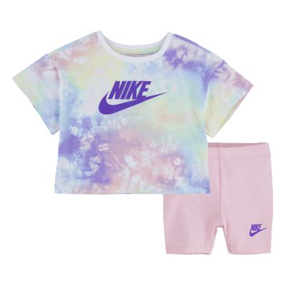 Nike&reg; Size 2T 2-Piece Tie Dye Boxy Tee and Bike Short Set in Arctic Punch