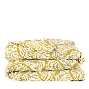 The Novogratz Feather Palm 3-Piece Full/Queen Comforter Set in Mustard. View a larger version of this product image.