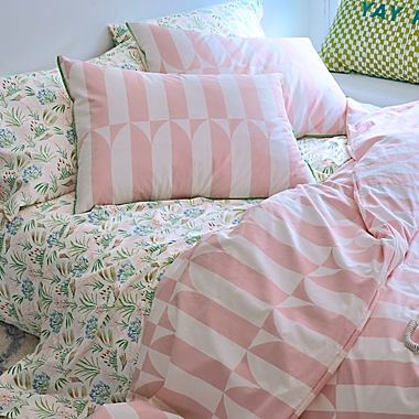 The Novogratz Waverly Tile 3-Piece King Comforter Set in Pink. View a larger version of this product image.