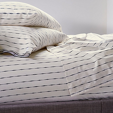 The Novogratz Vintage Stripe Twin XL Sheet Set in Soft White. View a larger version of this product image.