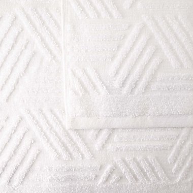 Studio 3B&trade; Geometric Jacquard Hand Towel in Bright White. View a larger version of this product image.