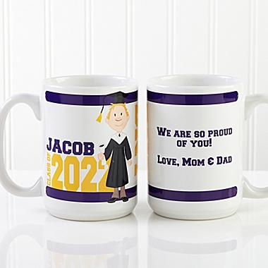 Graduation Character 15 oz. Coffee Mug in White. View a larger version of this product image.