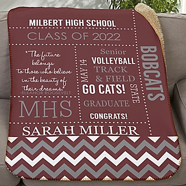 School Memories 50-Inch x 60-Inch Personalized Graduation Sherpa Blanket. View a larger version of this product image.