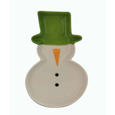 H for Happy&trade; Figural Snowman Christmas Accent Plate. View a larger version of this product image.