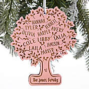 Family Tree Of Life Personalized Wood Ornament in Pink Stain