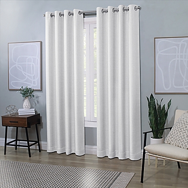 Quinn II 84-Inch Grommet 100% Blackout Window Curtain Panel in White (Single). View a larger version of this product image.