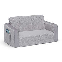 Delta Children Cozee Sherpa/Suede Convertible Flip-Out Sofa/Lounger in Grey