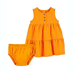 carter's® Size 3M 2-Piece Tiered Jersey Dress and Diaper Cover Set in Yellow