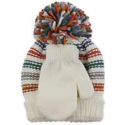 Capelli® New York Size 12-24M 2-Piece Fun Stripe Yarn Hat and Magic Mitten Set in Ivory
