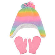Capelli New York 2-Piece Fleece Earflap Hat and Mitten Set in Rainbow