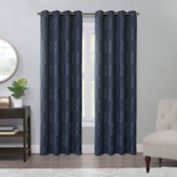 Regal Home Collections Davinci 63-Inch Grommet Window Curtain Panel in Navy/White (Single)