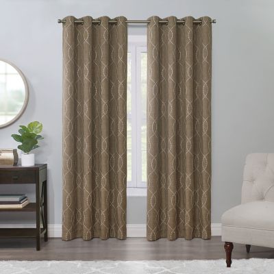 Regal Home Collections Davinci 63-Inch Grommet Window Curtain Panel in Taupe/White (Single)