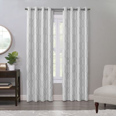Regal Home Collections Davinci 63-Inch Grommet Window Curtain Panel in White/Grey (Single)