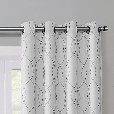 Regal Home Collections Davinci 84-Inch Grommet Window Curtain Panel in White/Grey (Single). View a larger version of this product image.