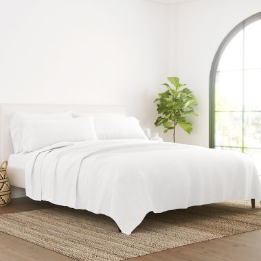 Home Collection 250-Thread-Count Linen/Rayon Made From Bamboo King Sheet Set in White. View a larger version of this product image.