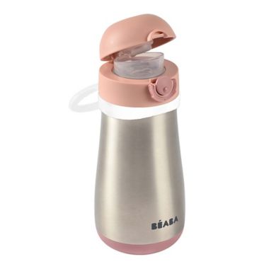 BEABA&reg; 11.8 oz. Stainless Steel Kids Water Bottle in Rose. View a larger version of this product image.