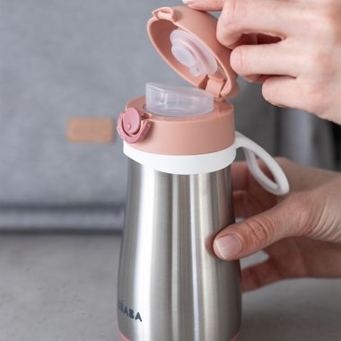 BEABA&reg; 11.8 oz. Stainless Steel Kids Water Bottle in Rose. View a larger version of this product image.