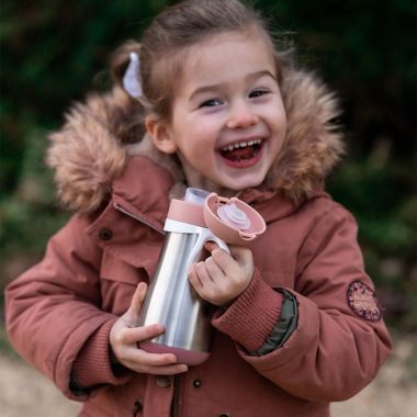 BEABA&reg; 11.8 oz. Stainless Steel Kids Water Bottle in Rose. View a larger version of this product image.