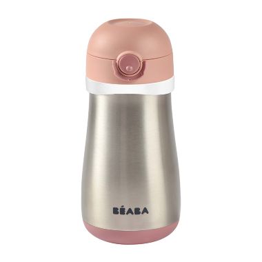 BEABA&reg; 11.8 oz. Stainless Steel Kids Water Bottle in Rose. View a larger version of this product image.