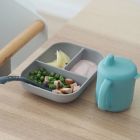 Alternate image 2 for BEABA&reg; Sips &amp; Bites 3-Piece Silicone Feeding Set in Rain