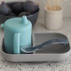 Alternate image 3 for BEABA&reg; Sips &amp; Bites 3-Piece Silicone Feeding Set in Rain