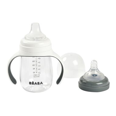 BEABA&reg; 7 oz. 2-in-1 Bottle to Sippy Learning Cup in Charcoal. View a larger version of this product image.