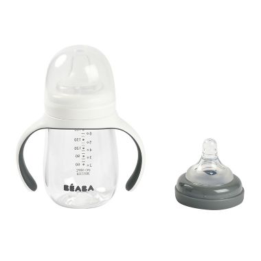 BEABA&reg; 7 oz. 2-in-1 Bottle to SippyTraining Cup in Charcoal. View a larger version of this product image.
