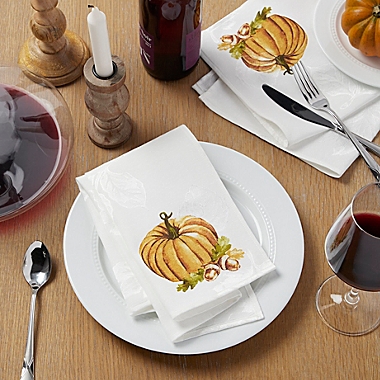 Harvest Pumpkin Border Hand-Painted Napkins (Set of 4). View a larger version of this product image.