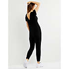 Alternate image 5 for A Pea in the Pod&reg; Essentials Large Luxe Short Sleeve Maternity Jumpsuit in Black