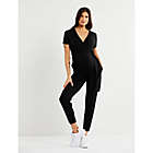Alternate image 1 for A Pea in the Pod&reg; Essentials Large Luxe Short Sleeve Maternity Jumpsuit in Black