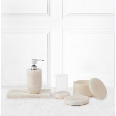 The Threadery&trade; Gate Marble Cotton Bath Jar in Cream. View a larger version of this product image.