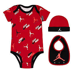 Jordan® Size 0-6M 3-Piece Jumpman DNA Bodysuit, Hat, and Bib Set in Gym Red