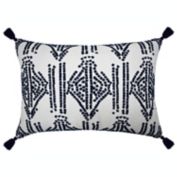 Everhome&trade; Embroidered Tassel Oblong Throw Pillow in Blue Depths