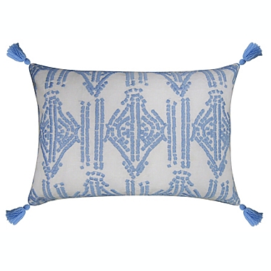 Everhome&trade; Embroidered Tassel Oblong Throw Pillow in Skyway. View a larger version of this product image.