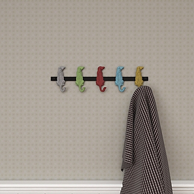 Ridge Road D&eacute;cor Row of Dogs Iron Wall Hook Rack in Multi. View a larger version of this product image.