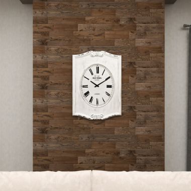 Ridge Road Décor 22-Inch x 31-Inch Farmhouse Wood Wall Clock in White. View a larger version of this product image.