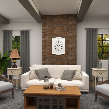 Ridge Road Décor 22-Inch x 31-Inch Farmhouse Wood Wall Clock in White. View a larger version of this product image.