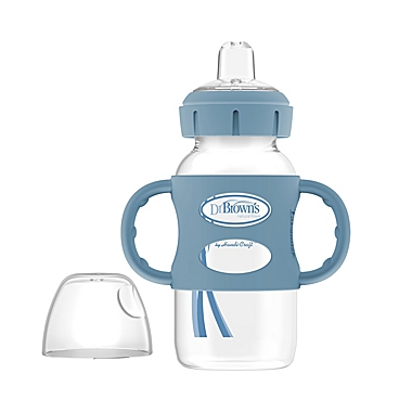 Dr. Brown&#39;s&reg; 9 oz. Wide-Neck Sippy Spout Bottle with Handles in Blue. View a larger version of this product image.