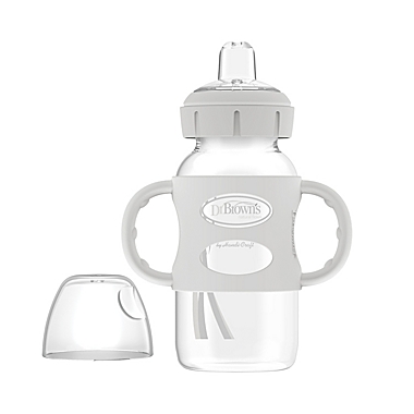 Dr. Brown&#39;s&reg; 9 oz. Wide-Neck Sippy Spout Bottle with Handles in Grey. View a larger version of this product image.