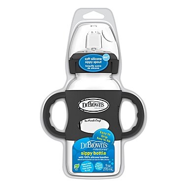 Dr. Brown&#39;s&reg; 9 oz. Wide-Neck Sippy Spout Bottle with Handles in Black. View a larger version of this product image.