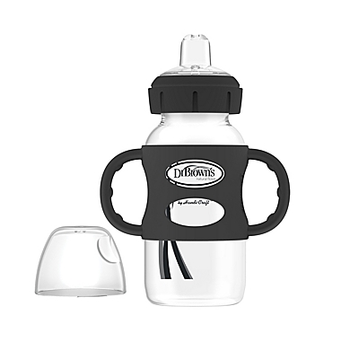 Dr. Brown&#39;s&reg; 9 oz. Wide-Neck Sippy Spout Bottle with Handles in Black. View a larger version of this product image.