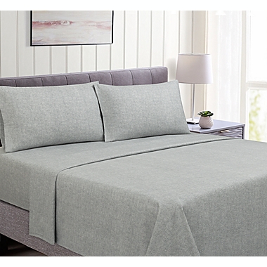 Bee &amp; Willow&trade; Cotton Flannel Queen Sheet Set in Heather Grey. View a larger version of this product image.