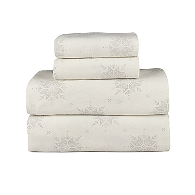 Bee &amp; Willow&trade; 83-Thread-Count Flannel Queen Sheet Set in Snowflake. View a larger version of this product image.