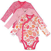 The Honest Company&reg; 3-Pack Cotton Jungle Leaves Side Snap Bodysuits in Pink