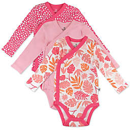 The Honest Company® 3-Pack Cotton Jungle Leaves Side Snap Bodysuits in Pink