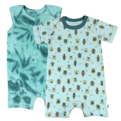 The Honest Company&reg; 2-Pack Beetle Organic Cotton Rompers in Green