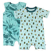 The Honest Company&reg; Preemie 2-Pack Beetle Organic Cotton Rompers in Green