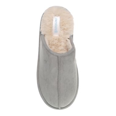Nestwell&trade; Men's Small Suede Fur Memory Foam Slippers in Grey. View a larger version of this product image.