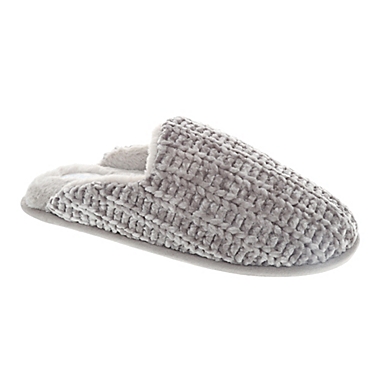 Nestwell&trade; Women&#39;s Small Chenille Knit Memory Foam Slippers in Grey. View a larger version of this product image.